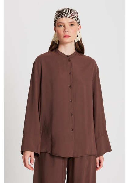 Kadın Kahve %100 Modal Alt/üst Gömlek ve Pantolon Takım 29137 fırsatları