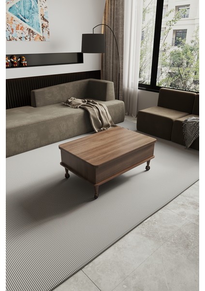 Nino Akıllı Sehpa Tekerli Ayaklı Yemek Masası Çalışma Masası Ceviz Renk fiyatları