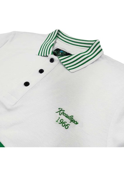 Lisanslı Polo Yaka Parçalı T-Shirt Beyaz modelleri