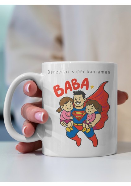 Kupa Bardak - Süper Baba ve Ikizler Desenli Kupa Bardak - Hediyelik Kupa Bardak fiyatları