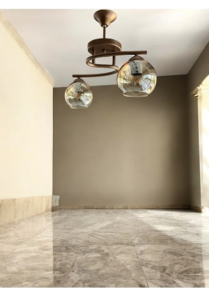 aydınlatma Metalik Kahve Bal Camlı Salon Oda Mutfak Poyraz 2 Li Avize