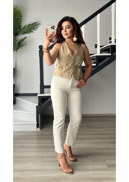 Bej Belden Kemerli Yelek fırsatları