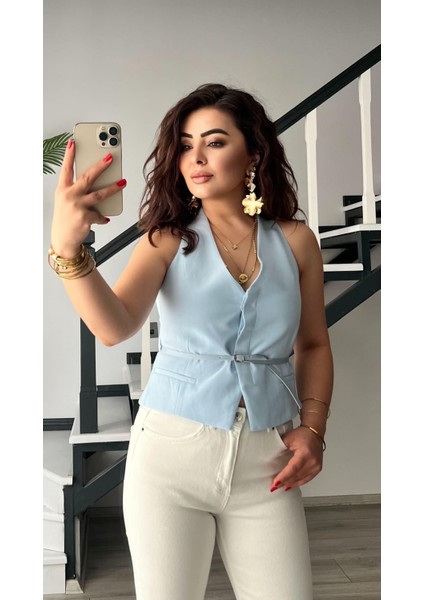 Bebe Mavi Belden Kemerli Yelek fiyatları