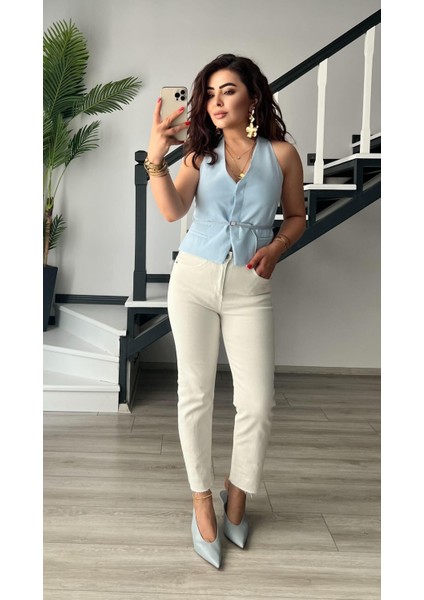 Bebe Mavi Belden Kemerli Yelek fırsatları