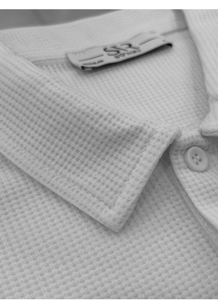 Bol Kesim Waffle Desenli Yumuşak Dokulu Çift Kat Yakalı Polo Yaka T-Shirt fiyatları