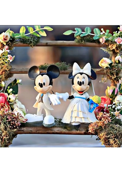 Mickey Mouse ve Minnie Mouse Gelin Damat Figür Seti 12 cm - Dekoratif Biblo Koleksiyon Figür