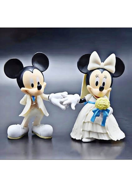 Mickey Mouse ve Minnie Mouse Gelin Damat Figür Seti 12 cm - Dekoratif Biblo Koleksiyon Figür