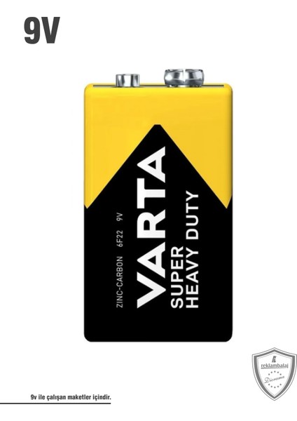 9V Kare Pil (9V Pil ile Çalışan Maketler Içindir)