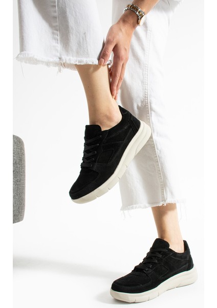 Sverko Kadın Hakiki Süet Deri Siyah Spor Ayakkabı modelleri