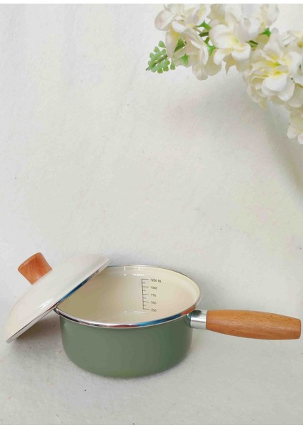 Olive Çağla Yeşili Emaye Tava Sosluk 18 cm Çap 1,5 Litrelik