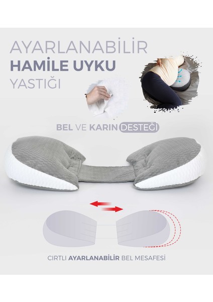 Bel ve Karın Desteği, Hamile Yastığı, Çok Fonksiyonlu, Uyku Emzirme Yastığı, Ayarlanabilir, Cırtlı