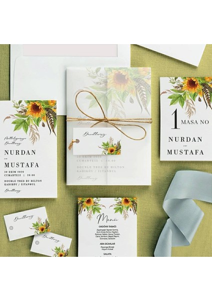 Doğuş Şeffaf Zarflı Düğün Davetiyesi