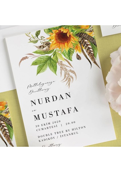 Doğuş Şeffaf Zarflı Düğün Davetiyesi fiyatları