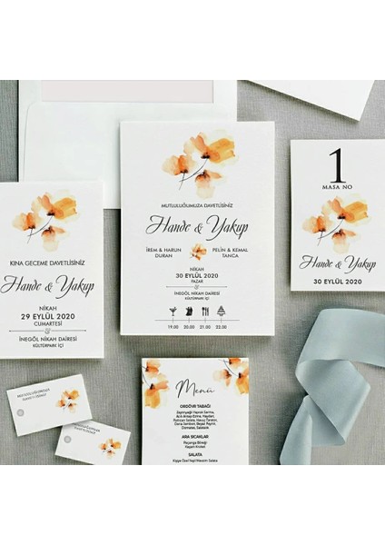 Sepya Şeffaf Zarflı Düğün Davetiyesi modelleri