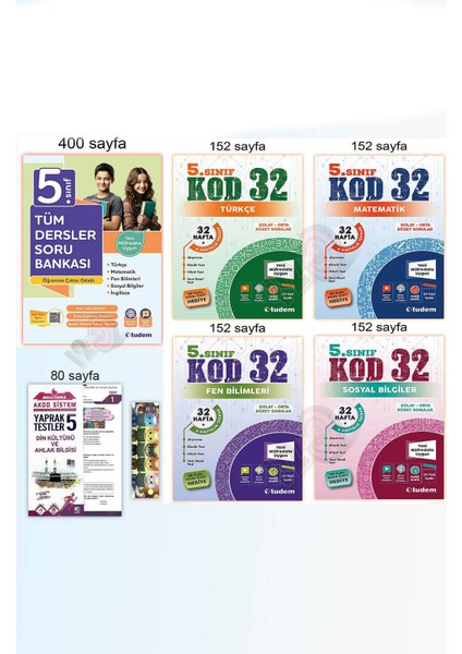 5. Sınıf Tüm Dersler Soru Bankas Kod 32 Haftalık Tekrarlar Türkçe Matematik Fen Sosyal
