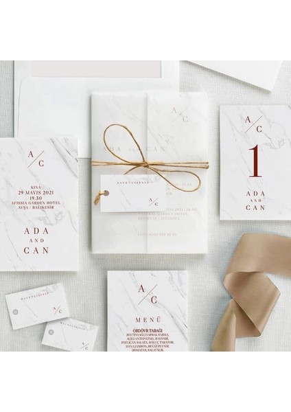 Grey Şeffaf Zarflı Düğün Davetiyesi