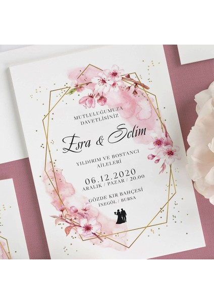 Lavinya Şeffaf Zarflı Düğün Davetiyesi fiyatları