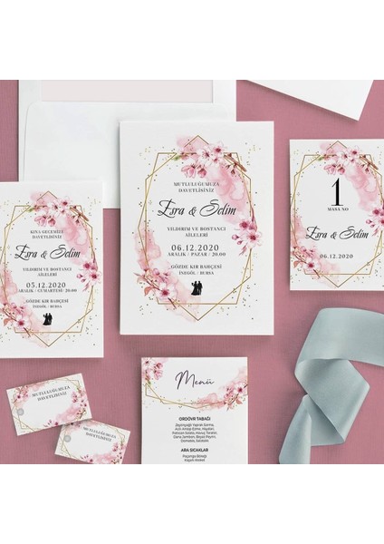 Lavinya Şeffaf Zarflı Düğün Davetiyesi modelleri