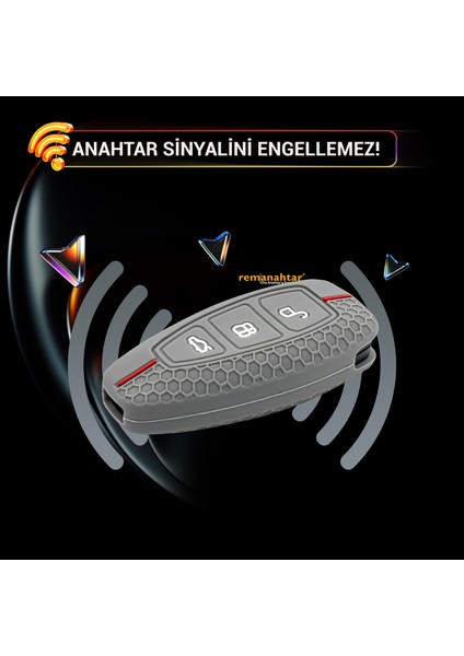 Mondeo Focus 3 Buton Smart Silikon Anahtar Kılıfı - Gri fırsatları