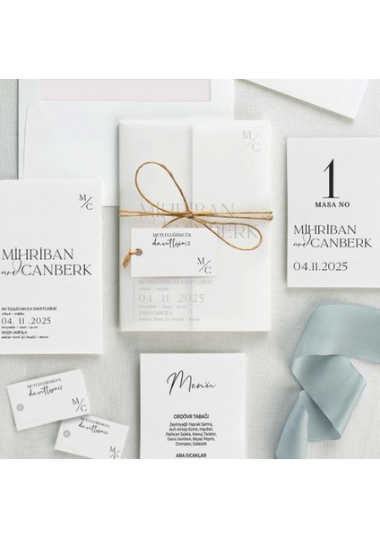 Swan Şeffaf Zarflı Düğün Davetiyesi