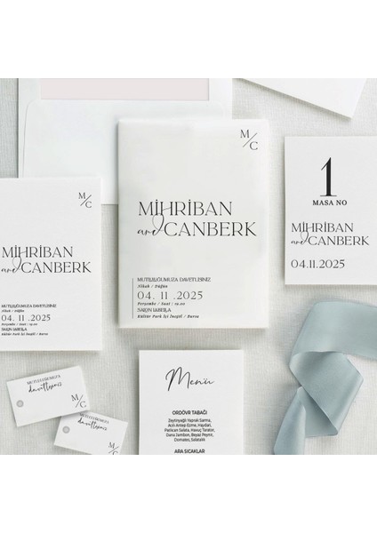 Swan Şeffaf Zarflı Düğün Davetiyesi modelleri