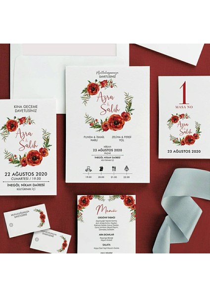 Kızıl Şeffaf Zarflı Düğün Davetiyesi modelleri