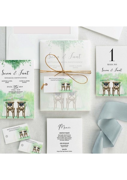 Luna Şeffaf Zarflı Düğün Davetiyesi