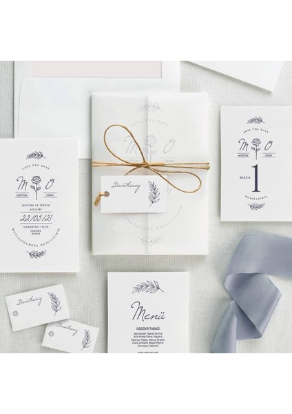 Rose Şeffaf Zarflı Düğün Davetiyesi