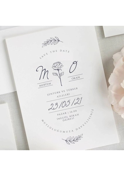 Rose Şeffaf Zarflı Düğün Davetiyesi fiyatları