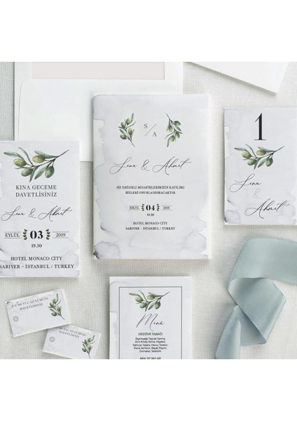 Nisan Şeffaf Zarflı Düğün Davetiyesi modelleri