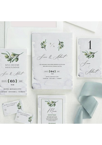 Pastel Şeffaf Zarflı Düğün Davetiyesi modelleri