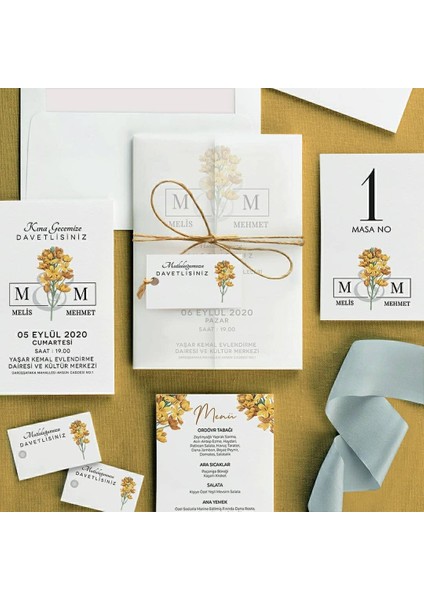 Güneş Şeffaf Zarflı Düğün Davetiyesi