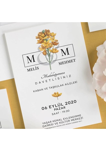 Güneş Şeffaf Zarflı Düğün Davetiyesi fiyatları