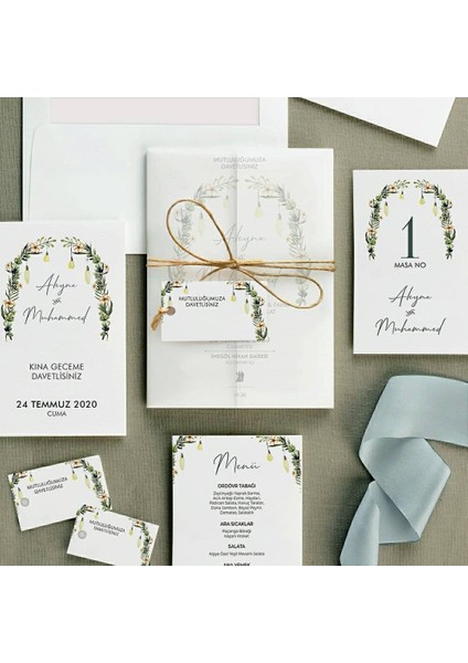 Kemer Şeffaf Zarflı Düğün Davetiyesi modelleri