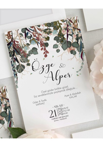 Zümrüt Şeffaf Zarflı Düğün Davetiyesi fiyatları