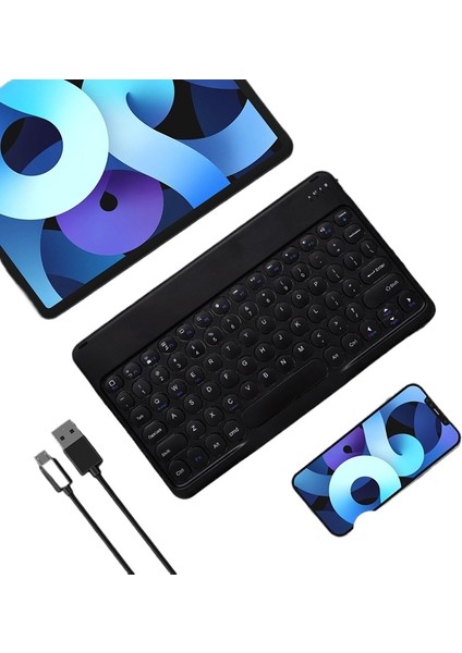 ipad Yuvarlak Tuş Kapağı Bluetooth Klavye Için Taşınabilir Kablosuz (Yurt Dışından)