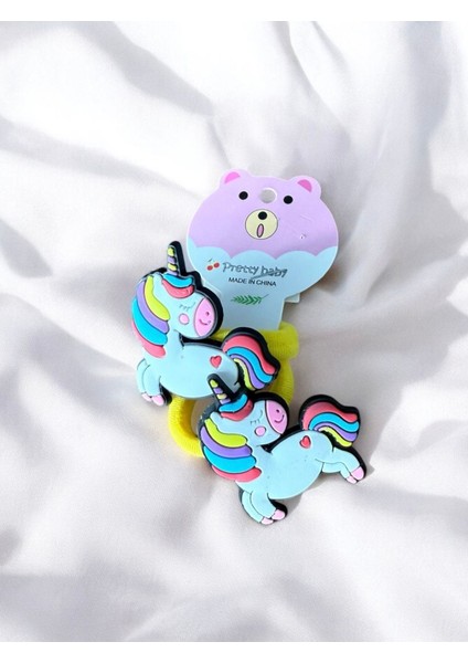 Unicorn Figürlü Çift Ikili Lastikli Kız Çocuk Tokası
