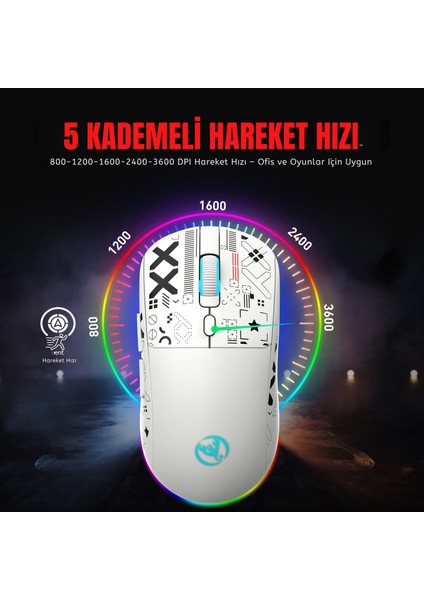 T90 Kablosuz 3 Modlu MOUSE-650 Mah BATARYA-4800 Fps-Özel Baskılı Tasarım-Rgb indirimleri