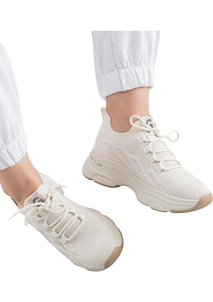 Kadın Premium Triko Taşlı Sneaker Spor Ayakkabı 25Y309