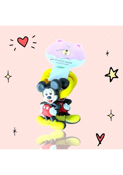 Mickey Mouse Ikili 2'li Çiftli Lastikli Renkli Kız Çocuk Tokası