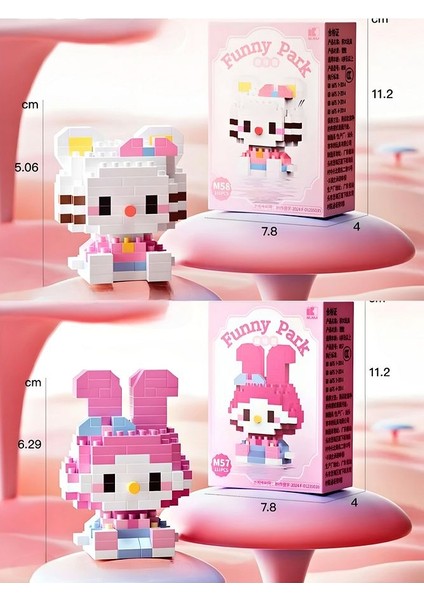 Bricks Premium Seri Yeni Stil Hello Kitty ve My Melody Yapı Taşları Figür Hediye Koleksiyon Hobi