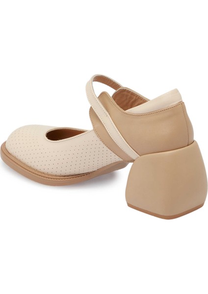 Bej Hakiki Deri Kadın Topuklu Ayakkabı - K24I1AY67291-A25 fiyatları