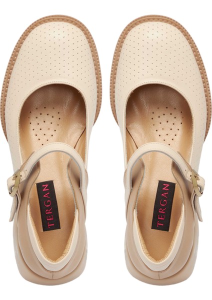 Bej Hakiki Deri Kadın Topuklu Ayakkabı - K24I1AY67291-A25 indirimleri