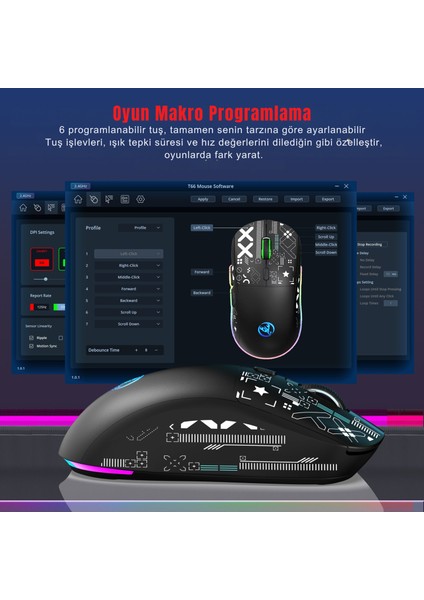 T90 Kablosuz 3 Modlu MOUSE-650 Mah BATARYA-4800 Fps-Özel Baskılı Tasarım-Rgb indirimleri
