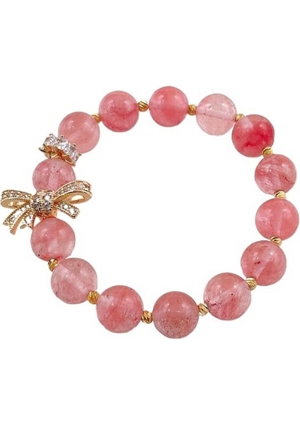 Kadınlar Için Yeni Taş Gül Kuvars Bilezik Çilek Kristal Boncuklu Bilezik Üst Düzey Tatlı Işık Lüks El Yapımı (Yurt Dışından)