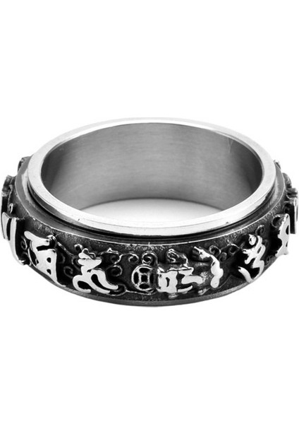 Çok Yönlü Retro Paslanmaz Çelik Pixiu Döndürülebilir Altı Kelimelik Mantra Yüzük Kişilik Dekompresyon Trendi Erkek Egemen Takı Boyutu: Iç Çap 19,9 mm Çevre 62,4 mm (Yurt Dışından)