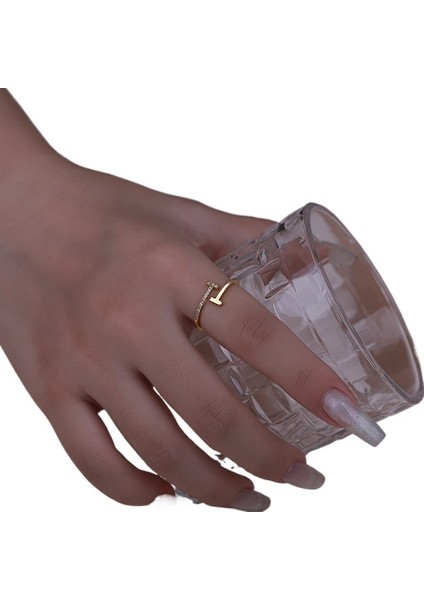 Yaz Tüm Maç Niş Çift T Harfli Tasarım Gümüş Çapraz Yüzük Kadın Altın Üst Düzey Parmak Çevre Koruma Rengi (Yurt Dışından) fiyatları