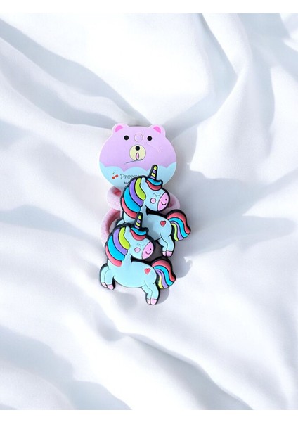 Unicorn Figürlü Çift Ikili Lastikli Kız Çocuk Tokası