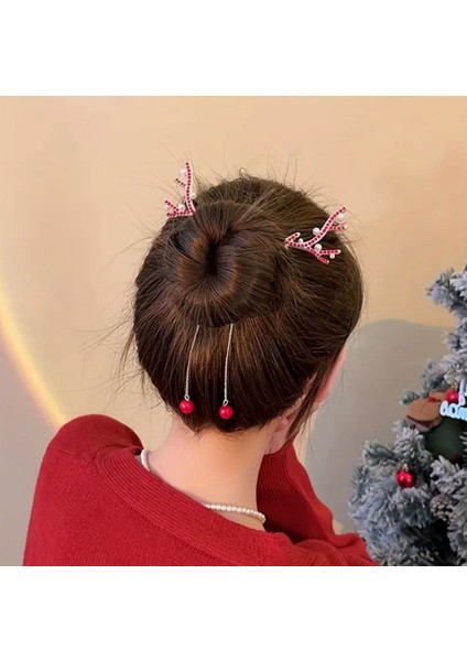 Zarif Noel Geyik Boynuzu Inci ve Kristal Detaylı Toka fiyatları