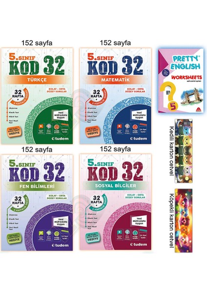 5. Sınıf Türkçe Matematik Fen Sosyal Bilgiler KOD32 Tekrar Alıştırma Test Soru Ingilizce Yaprak